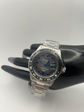 Out Of Order TOKYO 2.0ULTRA BRUSHED Steel Swiss Quartz GMT Gray Date Men's Watch